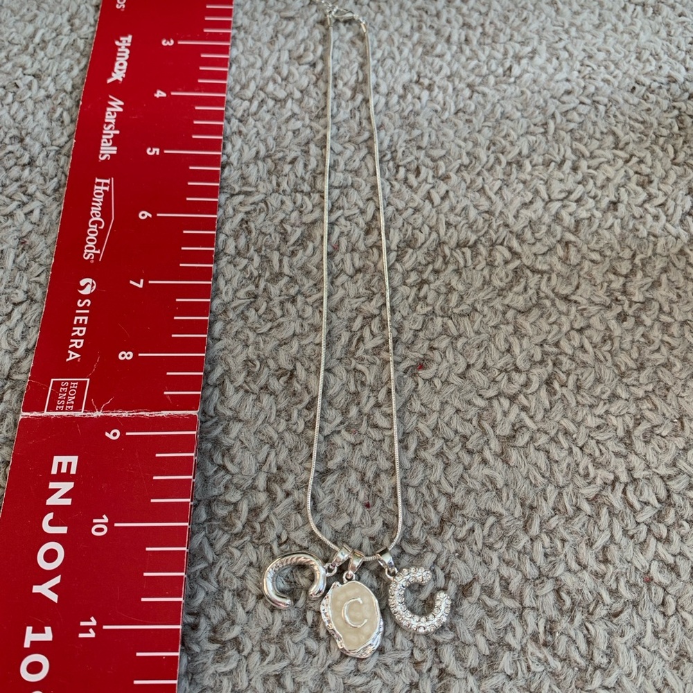 Triple Letter C Initial Charm Necklace Silver Tone - Picture 7 of 7